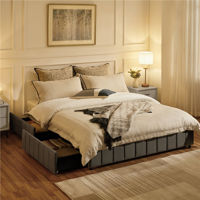 Yaheetech Size Upholstered Storage Bed & Reviews Wayfair